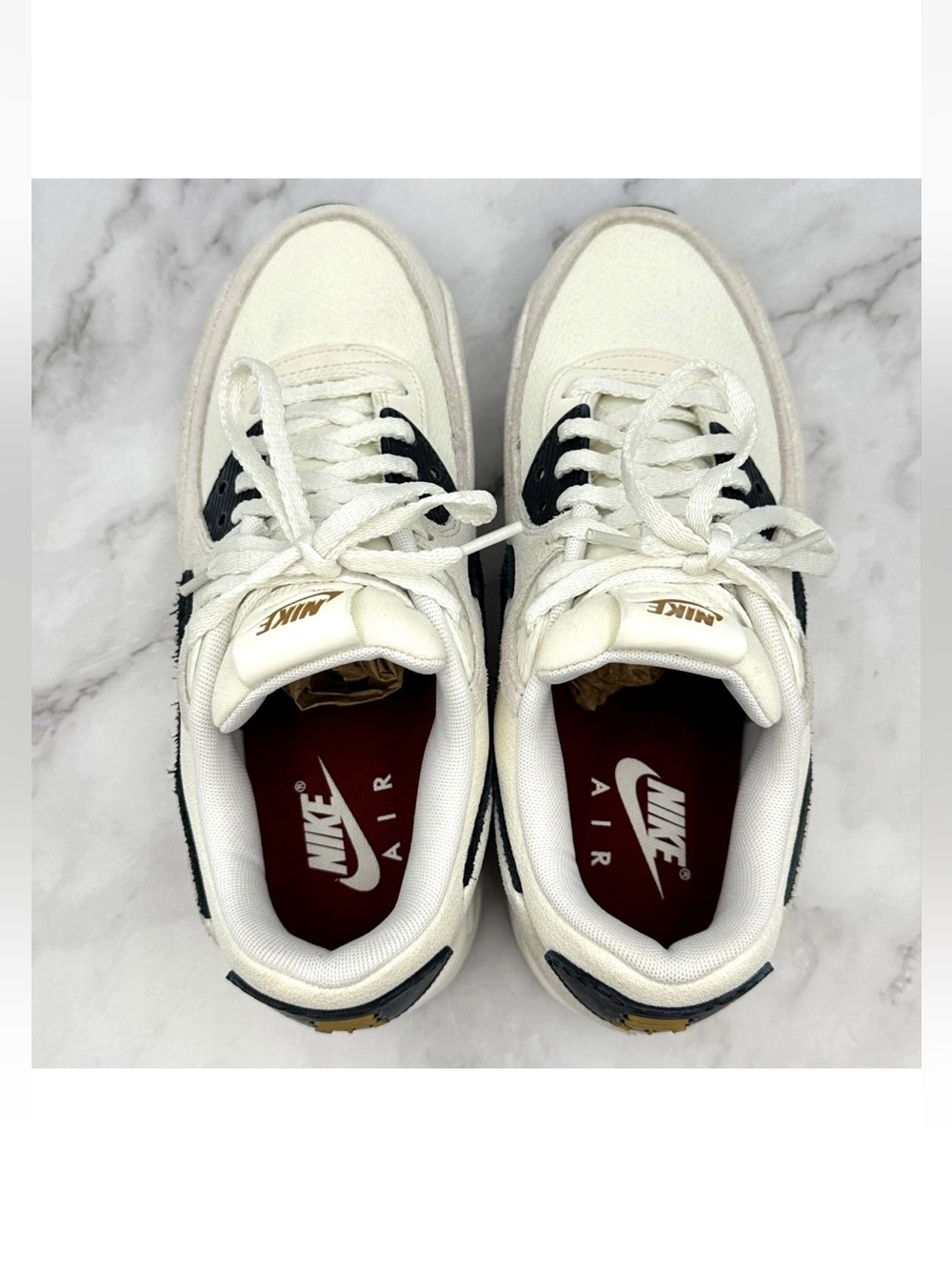 Nike Air Max 90 LV8 Shoes Womens Size 8 White Black Suede Platform HQ3497-100 - Picture 7 of 13